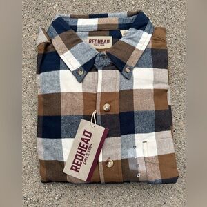 REDHEAD - ULTIMATE FLANNEL SHIRT in KHAKI NAVY BUFF - Men’s Sz L Tall NEW